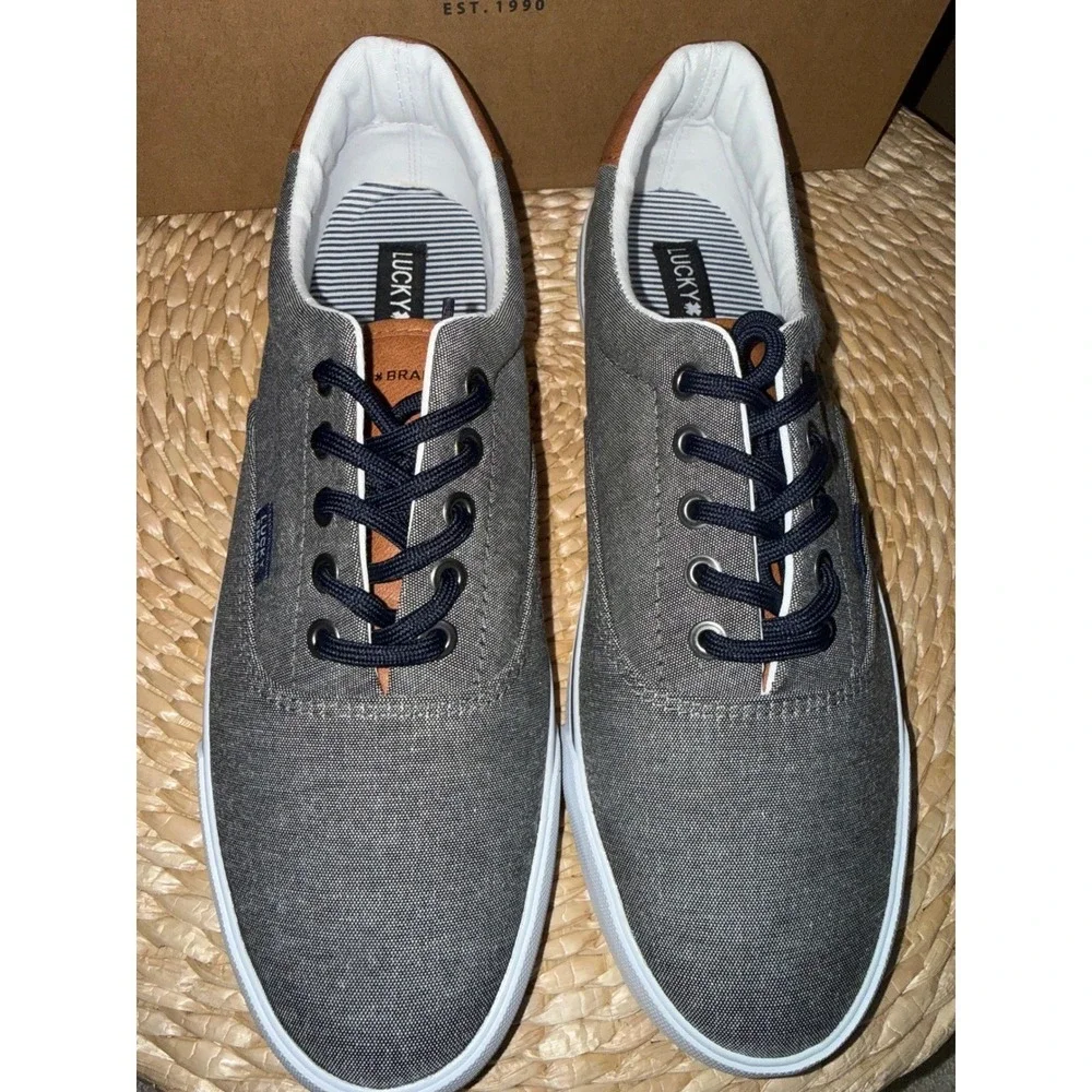 Lucky‎ Brand Canvas Sneakers Gray Navy Lace-Up Men's Size 9.5 NIB